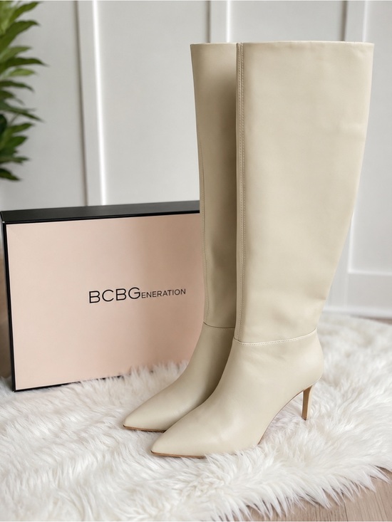 BCBGeneration Shoes - BCBGeneration Bianca Knee High Boots Ivory Cream Pointed Toe Size 8